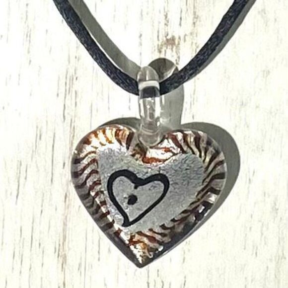 AEP# Italian Blown Glass w/ Sterling 925 & Black Cord Necklace - Picture 2 of 8